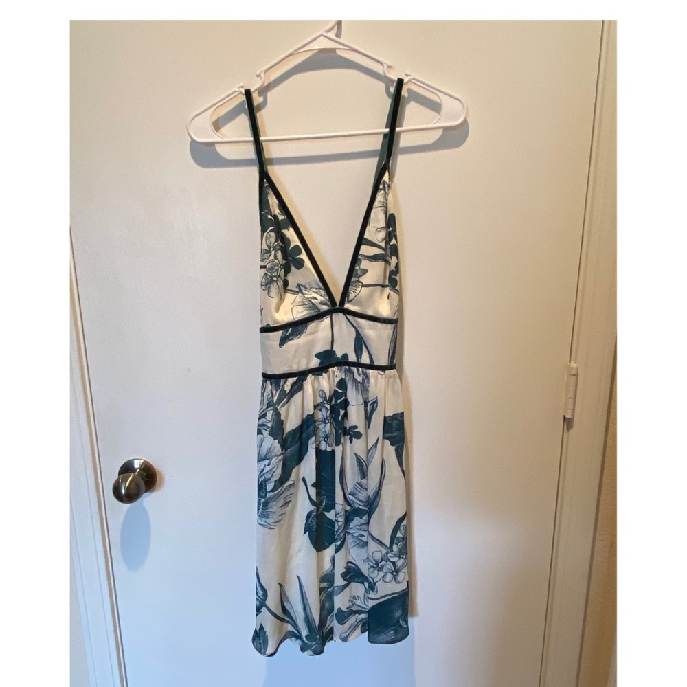 Dark Green and Cream Short Dress